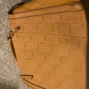 Fossil Woven Tan Leather Laptop Briefcase